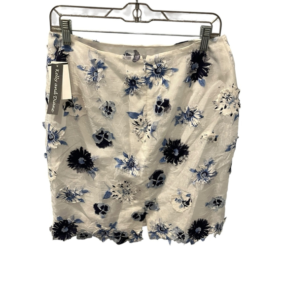 Kelly And Diane NWT Top and Skirt Floral Lace Set Size 10 Blue White Lightweight - Picture 14 of 15